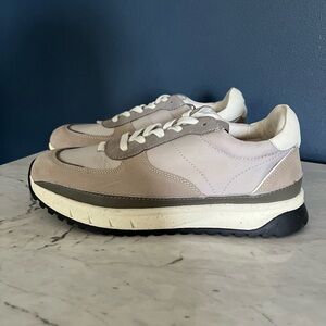 Kickoff Trainer Sneakers in Leather and (Re)sourced Nylon - Stone Multi